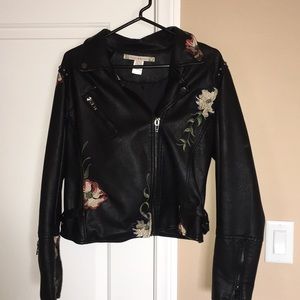 Chelsea & Violet faux leather jacket w embroidery
